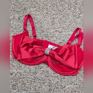 Victoria's Secret Dream Angels Red Balconette Satin Bow Bra 34C NWT